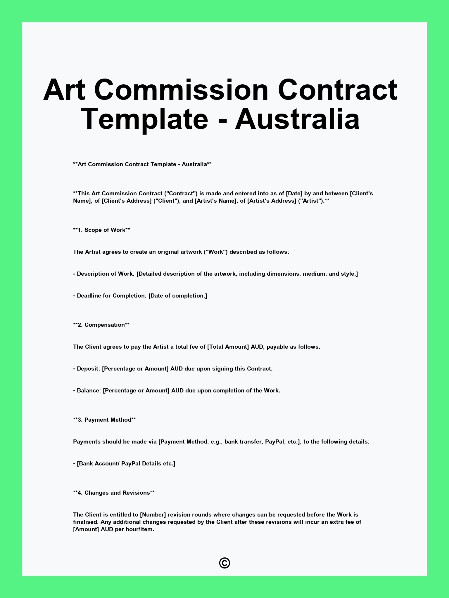 Art Commission Contract Template - Australia