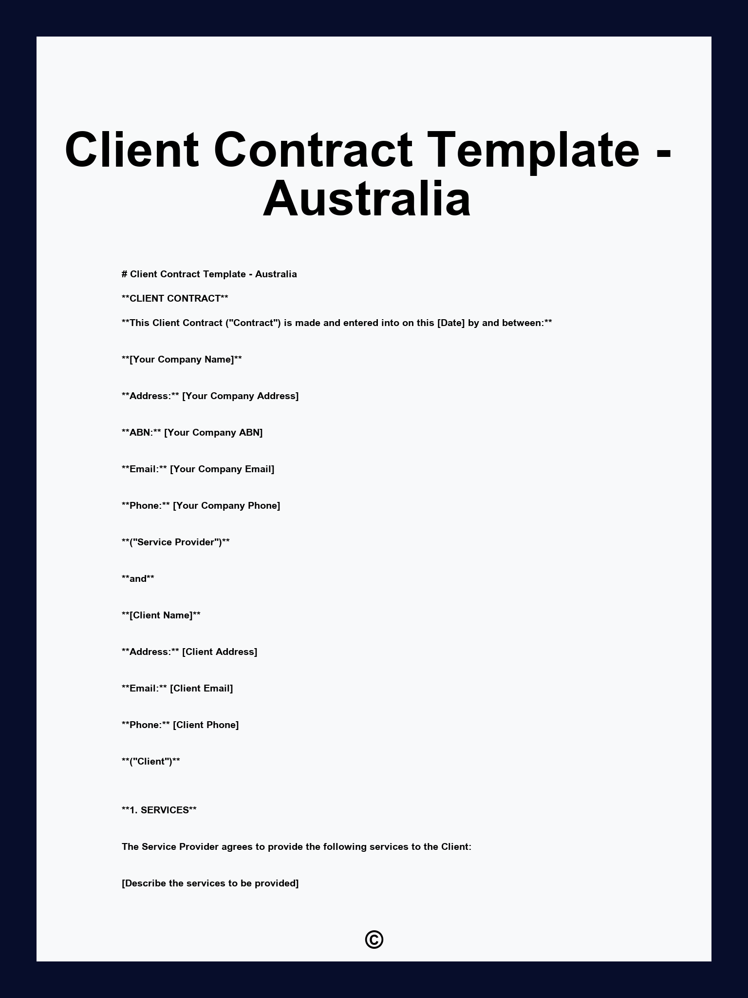 Client Contract Template - Australia