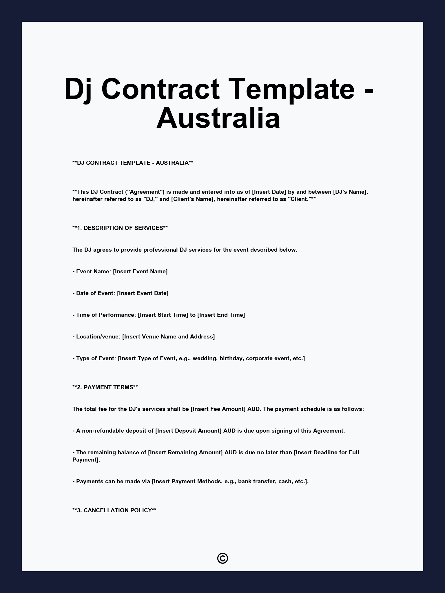 Dj Contract Template - Australia