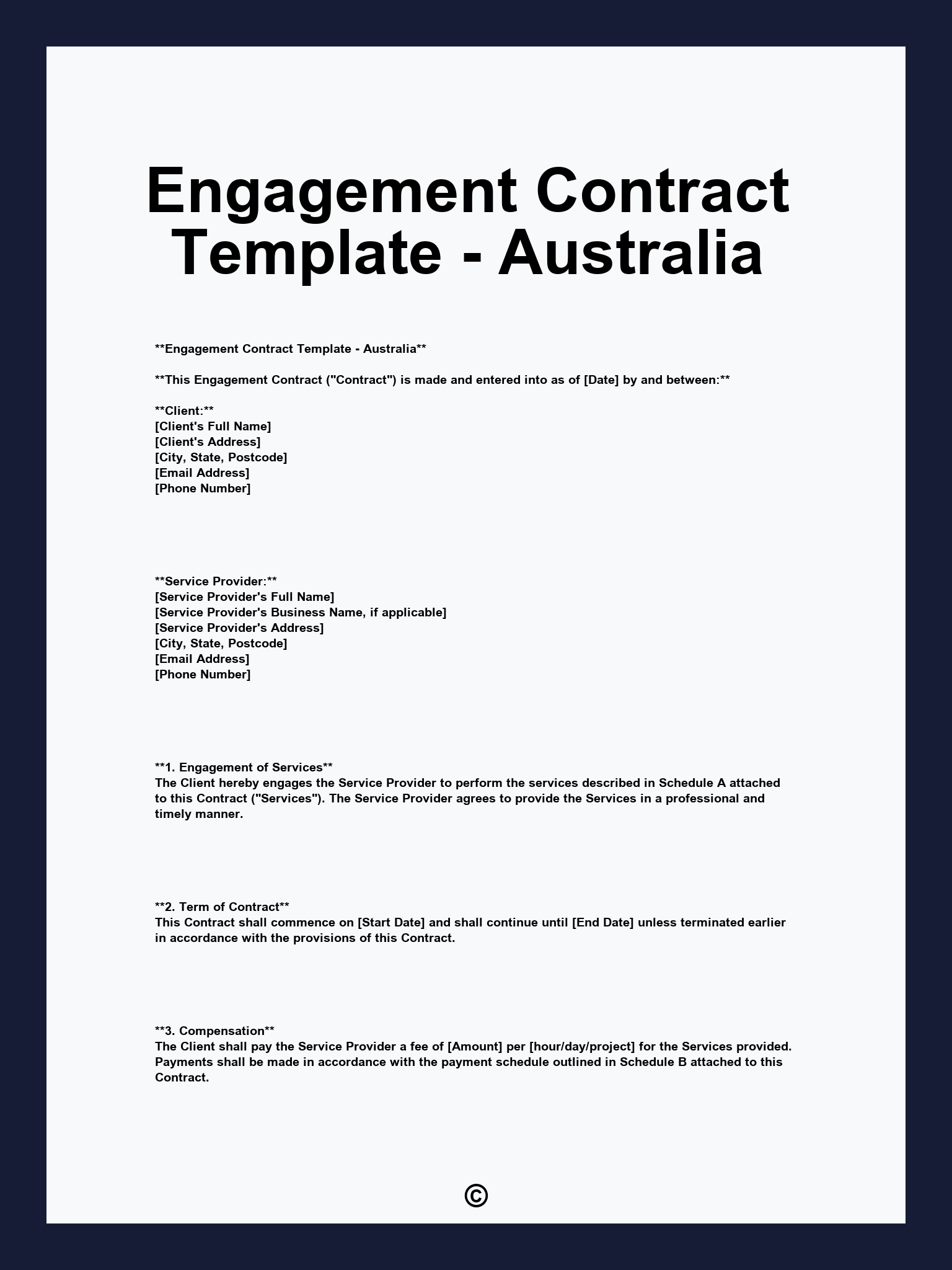 Engagement Contract Template - Australia