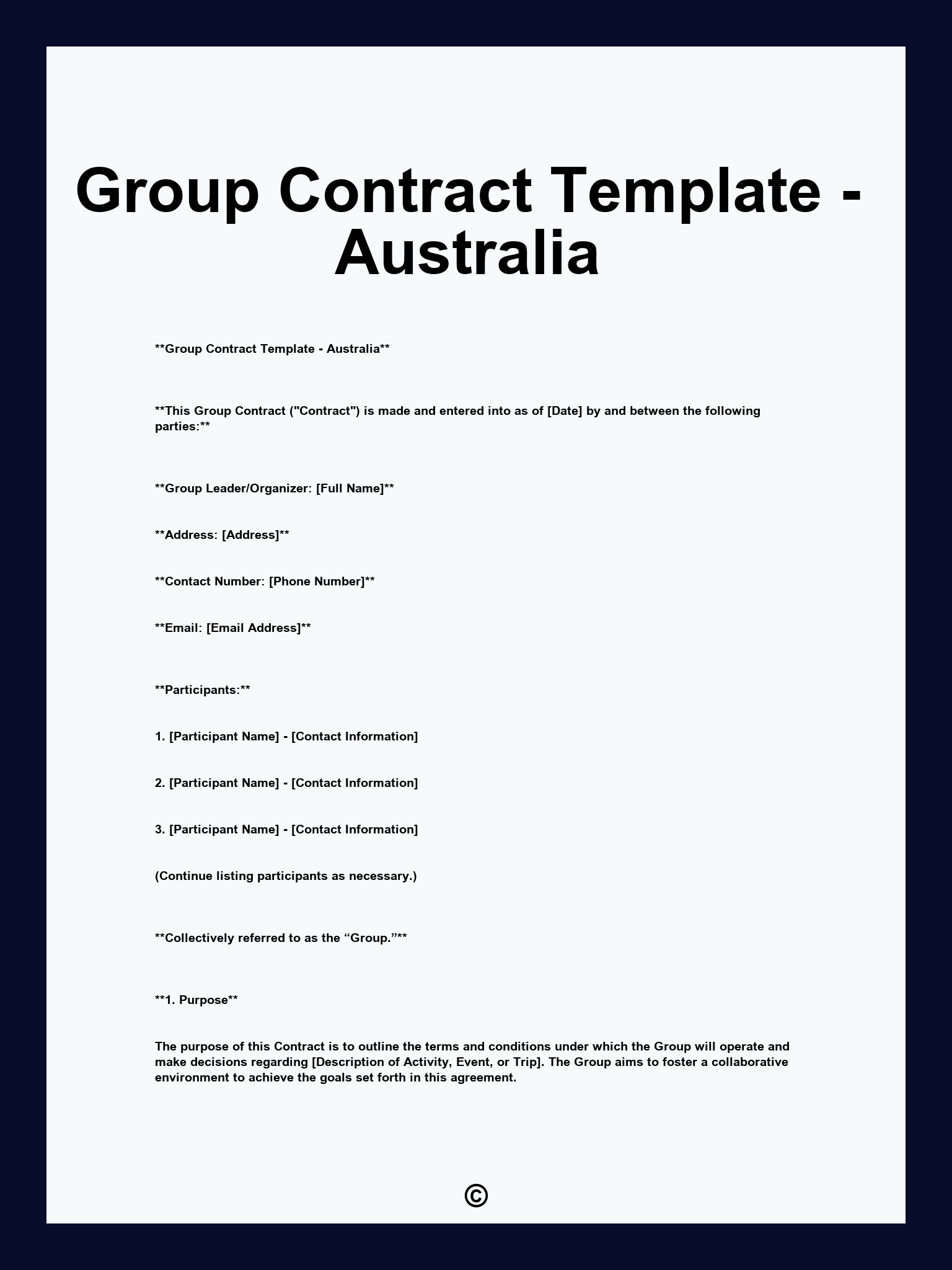 Group Contract Template - Australia