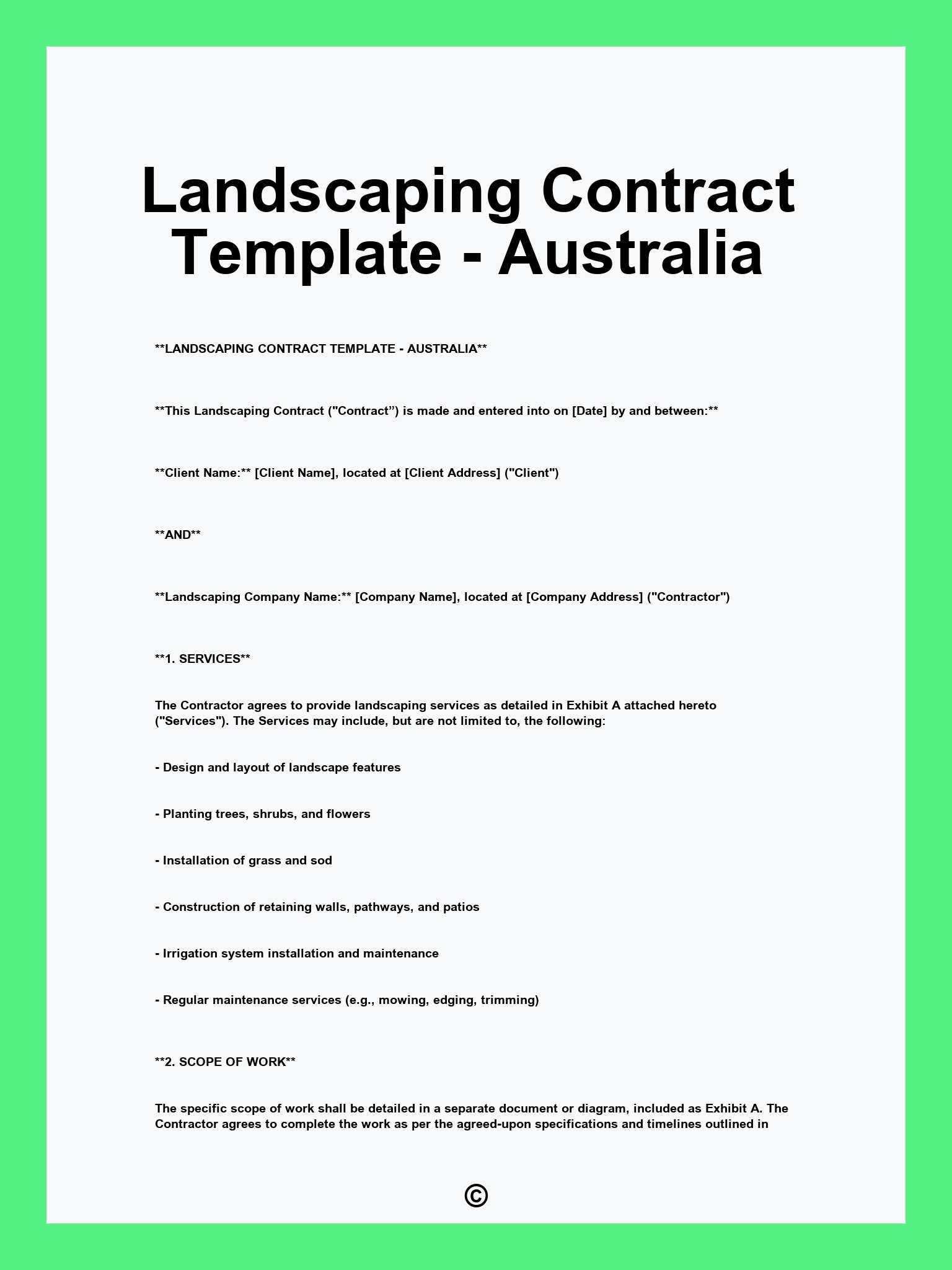 Landscaping Contract Template - Australia