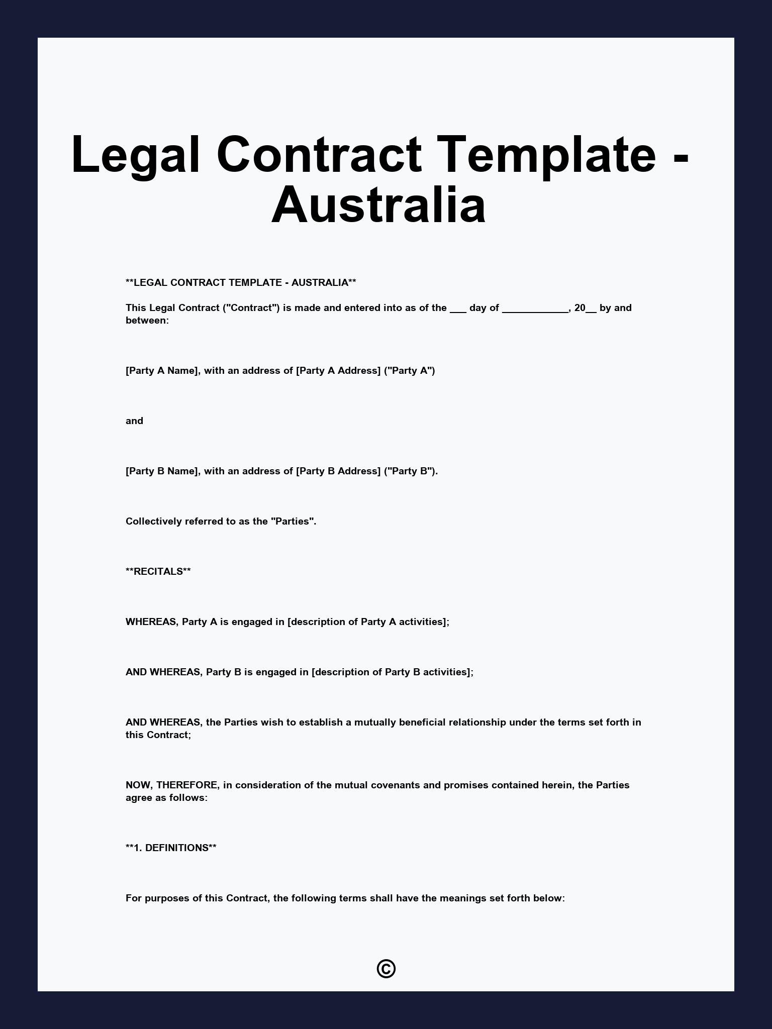 Legal Contract Template - Australia