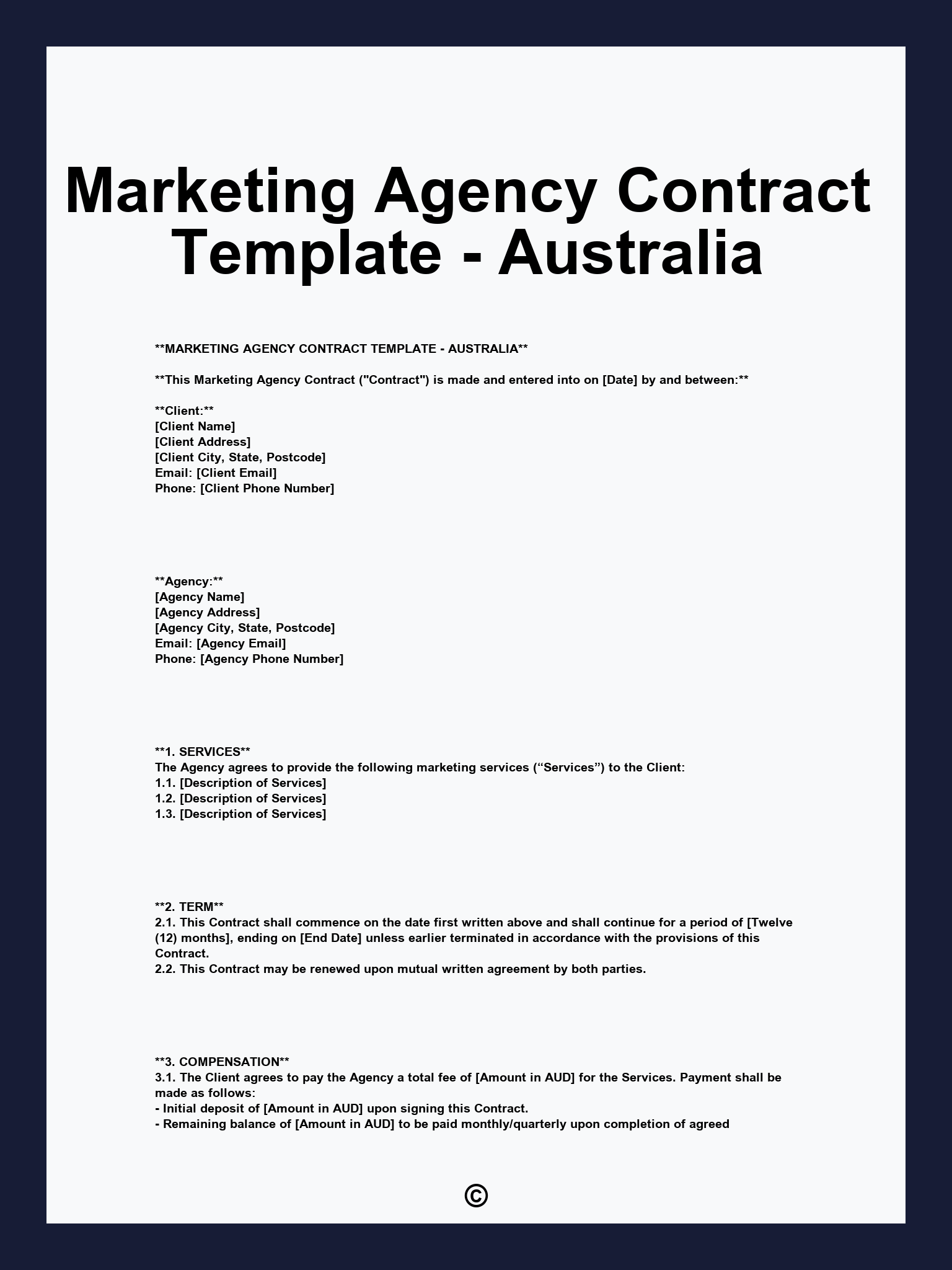 Marketing Agency Contract Template - Australia