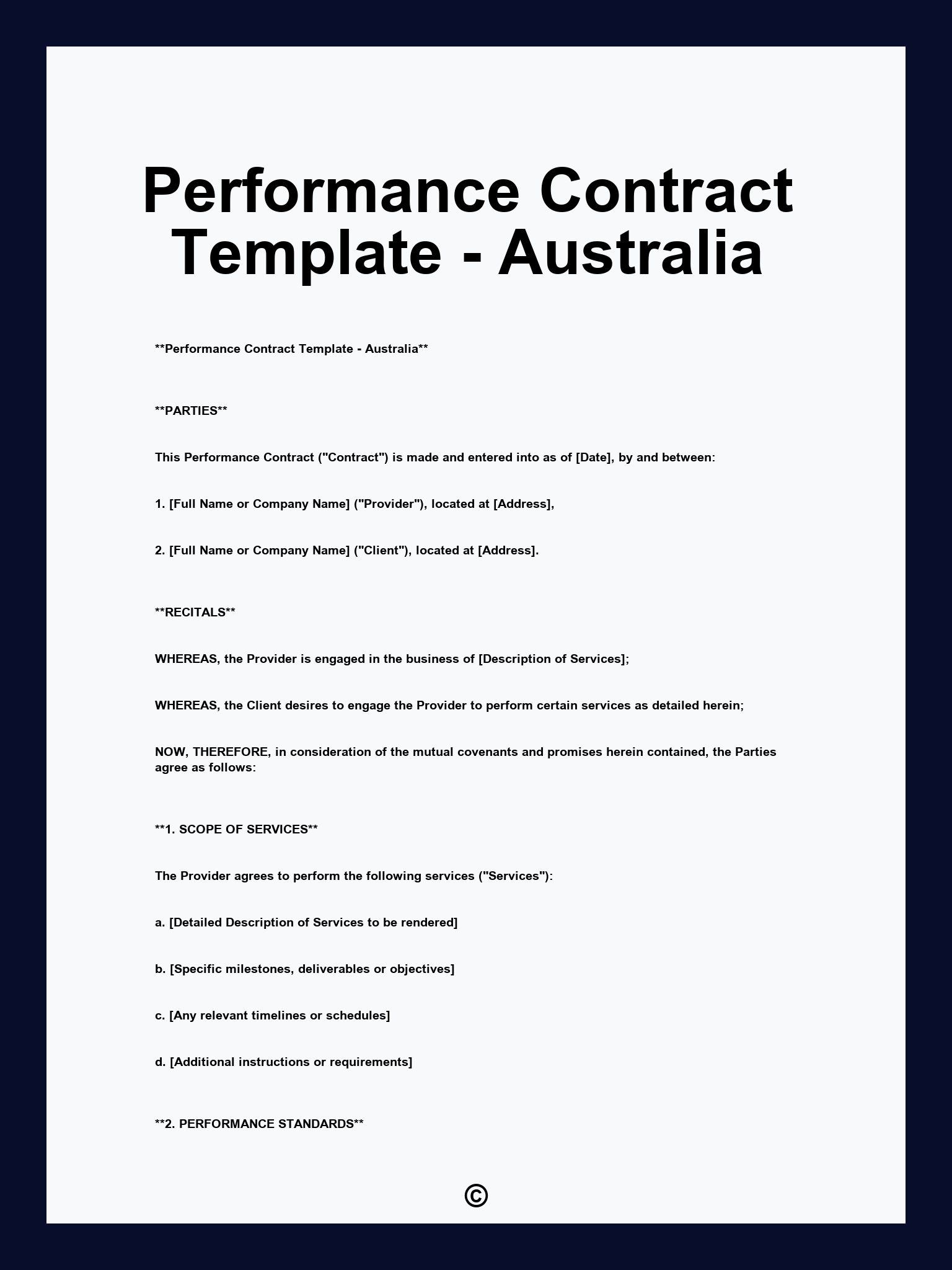 Performance Contract Template - Australia