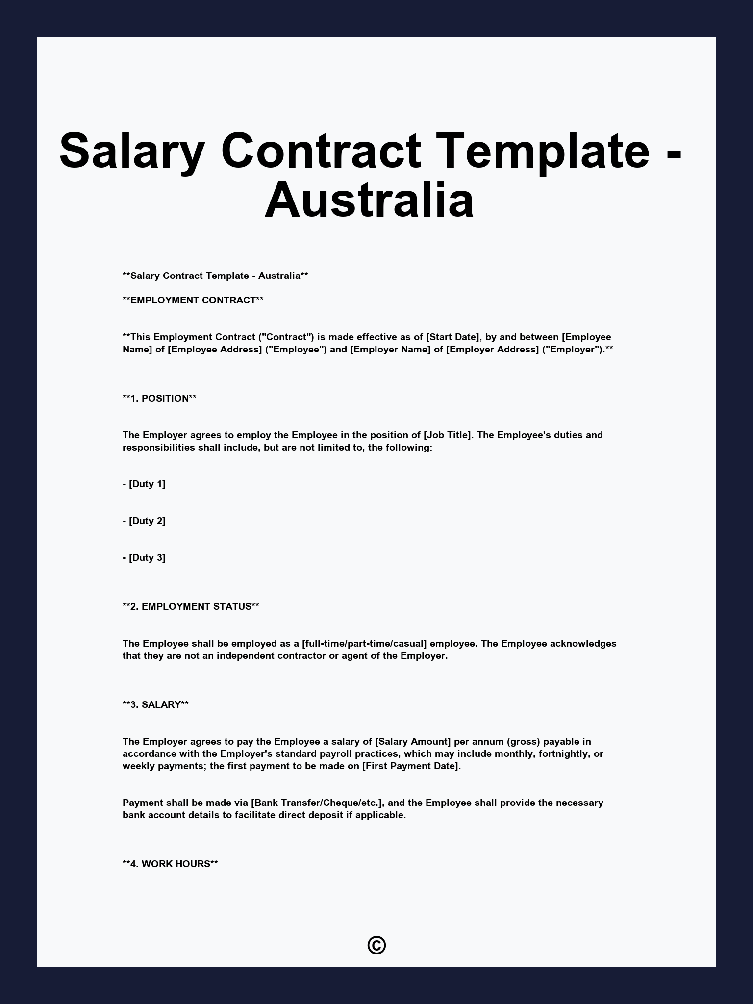 Salary Contract Template - Australia