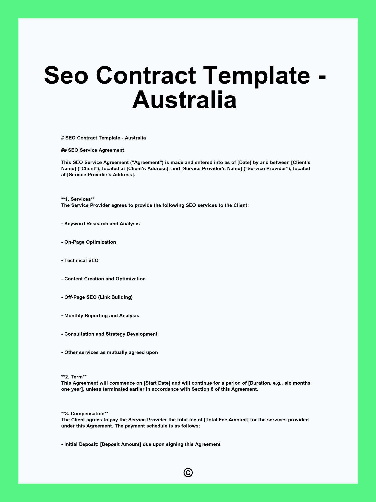 Seo Contract Template - Australia