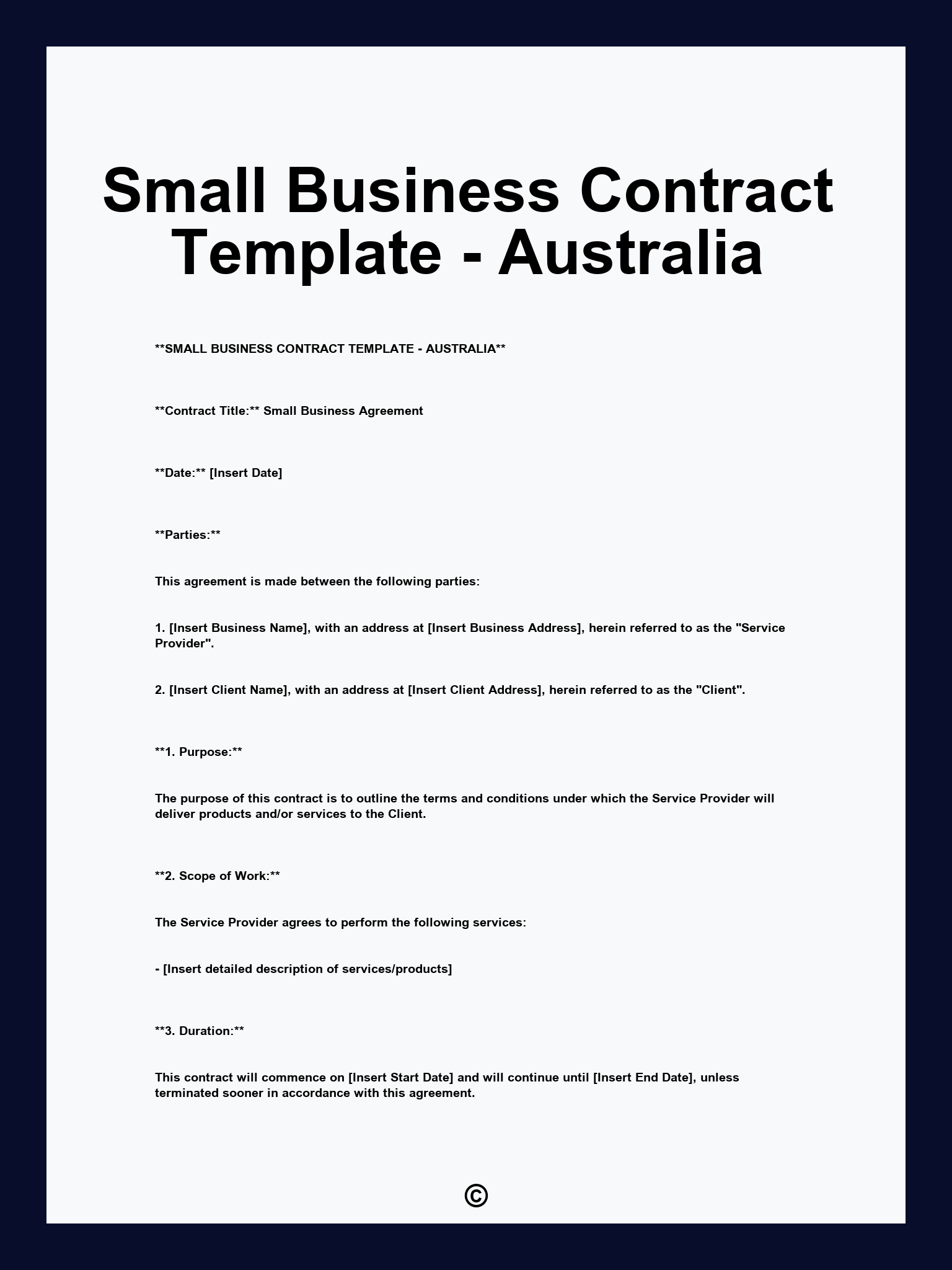 Small Business Contract Template - Australia