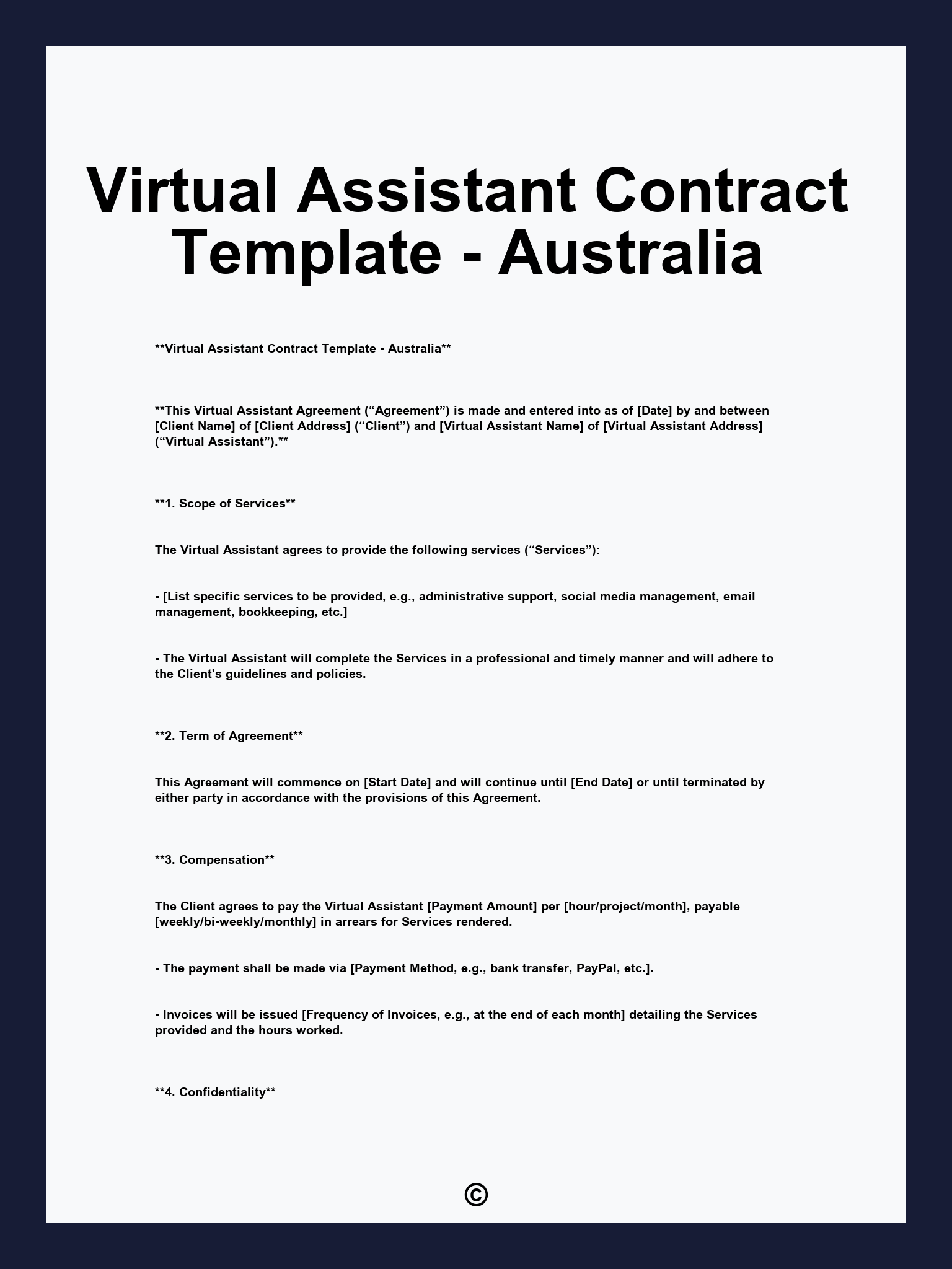 Virtual Assistant Contract Template - Australia