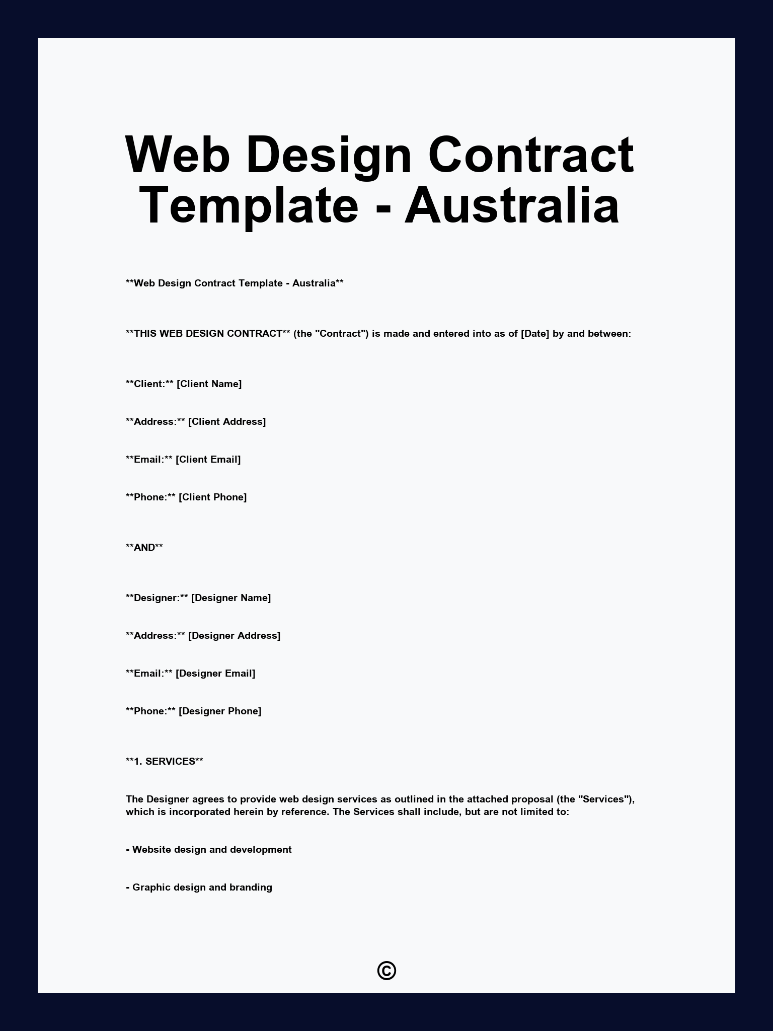 Web Design Contract Template - Australia